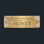 Gold Honey Label with bee - Available in 3 sizes<br><div class="desc">Available in 3 sizes: Shipping, Address, and Return Address Size Labels. An old-fashioned French "revival" font with an embossed appearance gives your apiary name an elegant look on this mini-sized honey label. The heraldic bee pictured is from a 13th century baron's coat of arms. Bees were the most prevalent insects...</div>