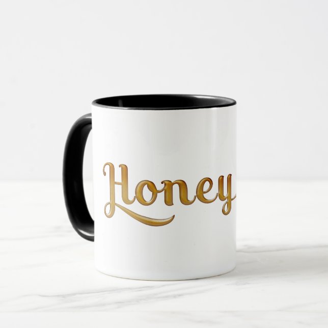 Gold Honey Retro Type Graphic Fashion Mug (Front Left)