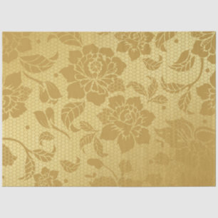 Gold Honeycomb Flowers Floral Elegant Decoupage Tissue Paper
