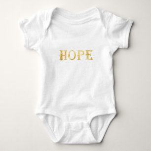 Gold Hope Text Baby Jersey Bodysuit, White Bodysuit