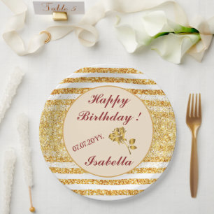 Gold Horizontal Glitter Boho Popular Collection Paper Plate