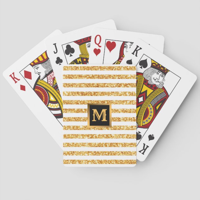 Gold Horizontal Glitter Boho Popular Collection Playing Cards (Back)