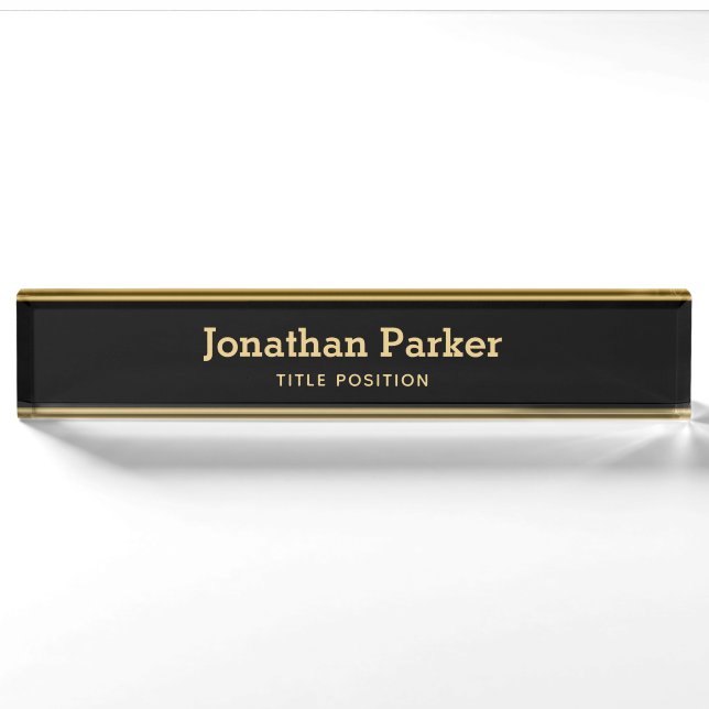 Gold Horizontal Stripes Desk Name Plate (Front)
