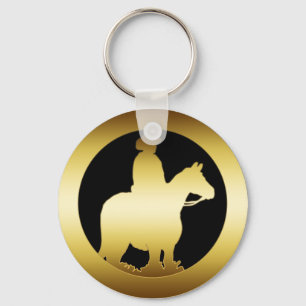 GOLD HORSE AND RIDER KEYCHAIN