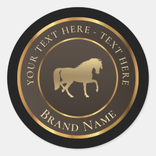 Gold Horse Logo Classic Round Sticker