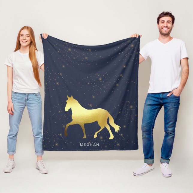 gold horse stars equestrian Monogram Fleece Blanket (In Situ)