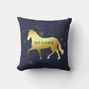 gold horse stars equestrian Monogram Throw Pillow