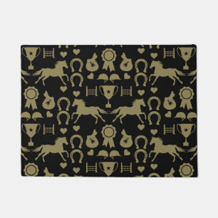 Gold Horseback Riding  Doormat