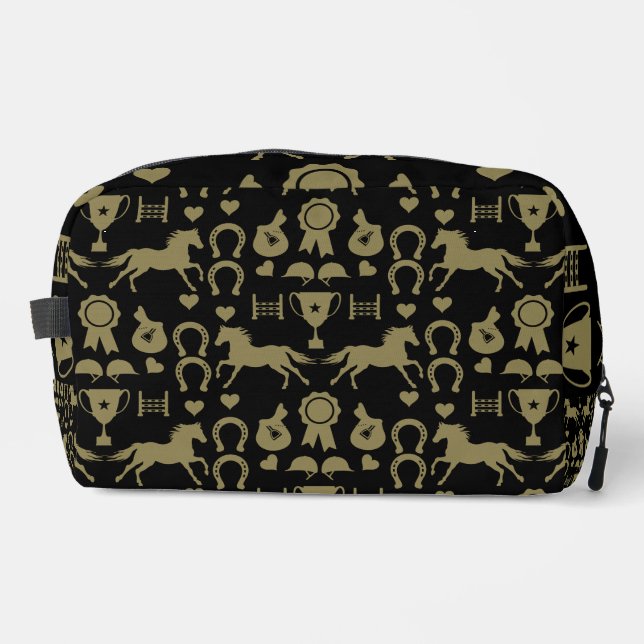 Gold Horseback Riding  Dopp Kit (Front)