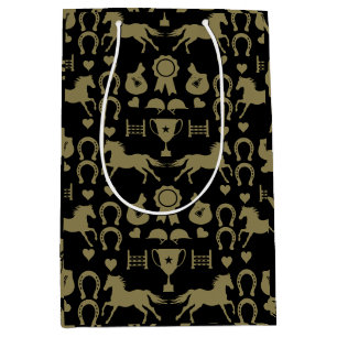 Gold Horseback Riding  Medium Gift Bag