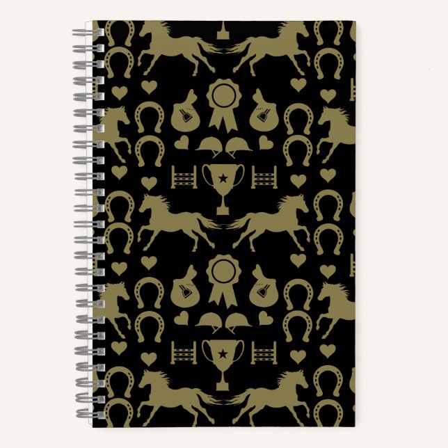 Gold Horseback Riding  Notebook (Front)