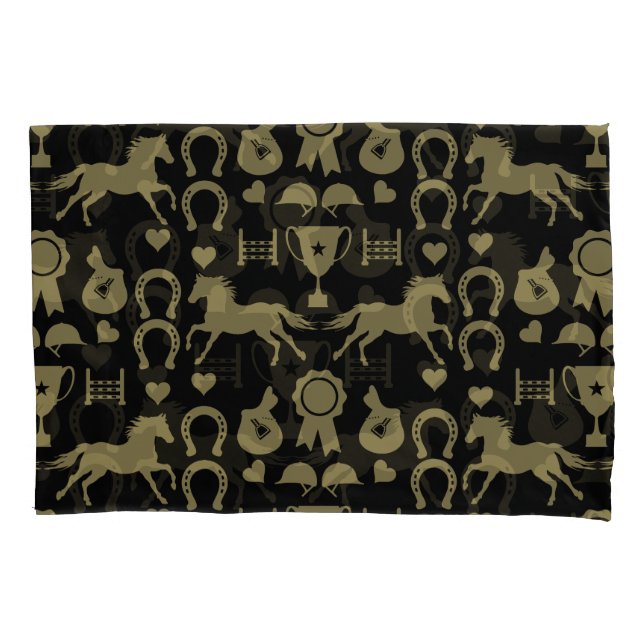 Gold Horseback Riding  Pillowcase (Front)