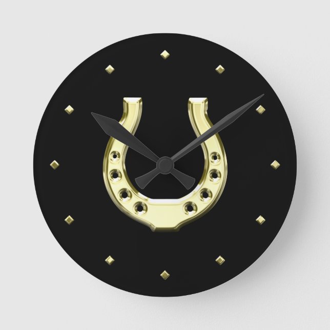 Gold Horseshoe Round Clock (Front)