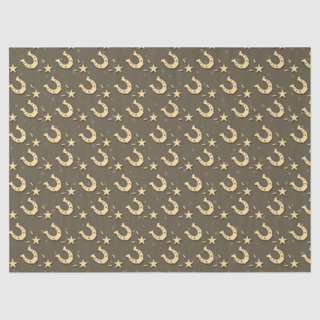 Gold Horseshoes and Stars Tissue Paper (Front)