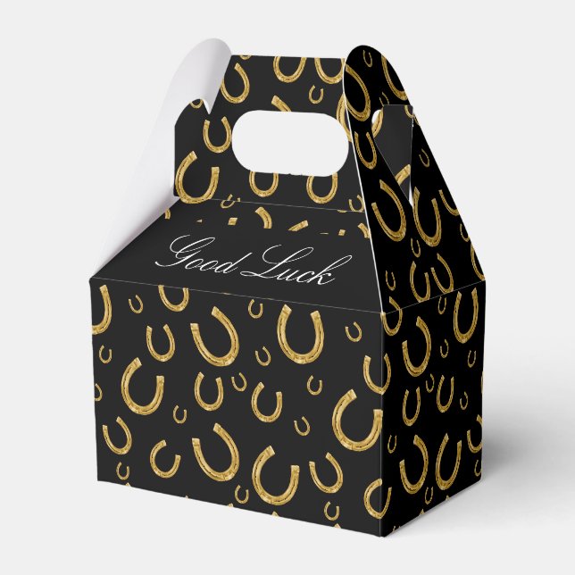 Gold horseshoes favor box (Front Side)