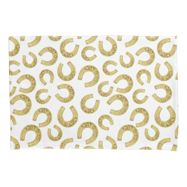 Gold HorseShoes Good Luck Pillowcase (Front)