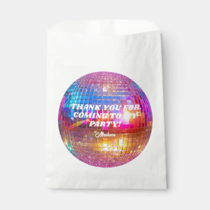 Gold Hot Pink Disco Ball Birthday Party Thank You Favour Bag