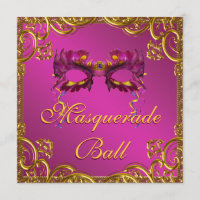 Gold Hot Pink Mask Masquerade Ball Party