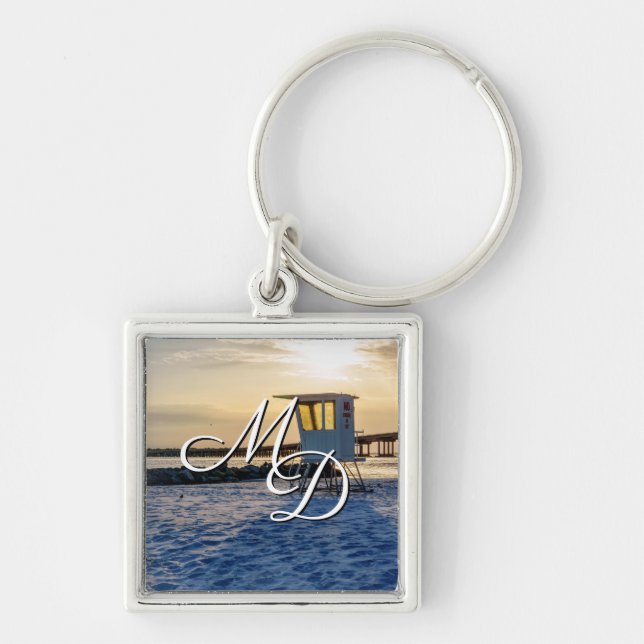 Gold Hour Destin East Pass Square Keychain (Front)