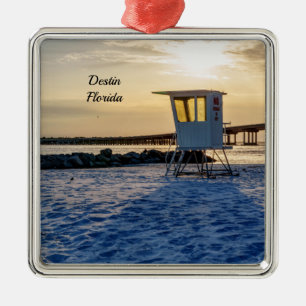 Gold Hour Destin East Pass Square Ornament