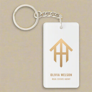 Gold House Logo l Modern Real estate Agent  Keychain