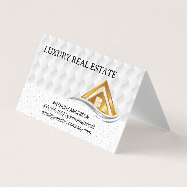 Gold House Logo | Real Estate Logo Business Card (Front)