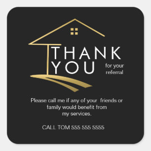 Gold House Real Estate Referral Thank You Sticker