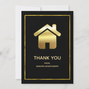 Gold House Symbol Real Estate Design Thank You Card
