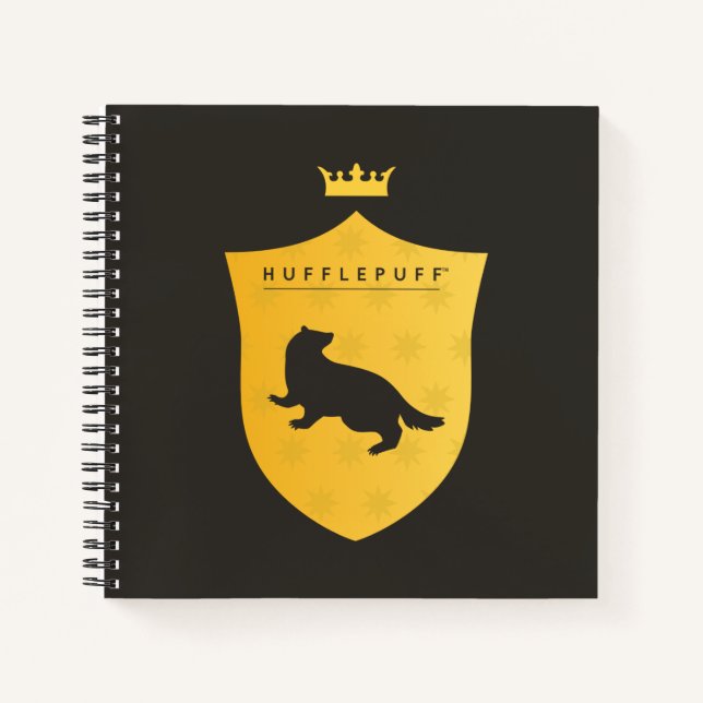 Gold HUFFLEPUFF™ Crowned Crest Notebook (Front)