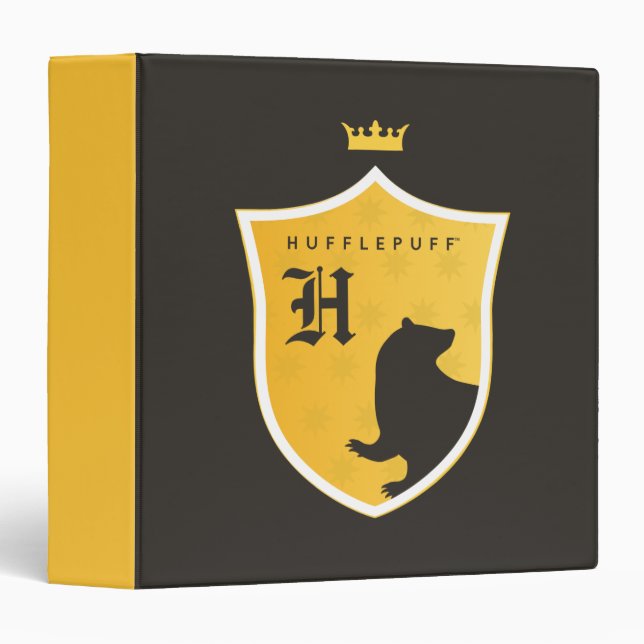 Gold HUFFLEPUFF™ Outlined Crowned Crest Binder (Front/Spine)