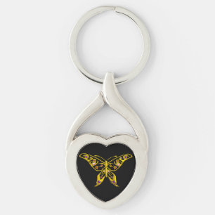 GOLD HYPER BUTTERFLY JEWEL WITH GEMSTONES ,Black Keychain