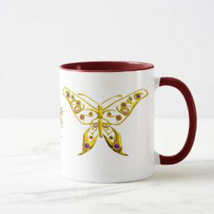 GOLD HYPER BUTTERFLY WITH GEMSTONES MUG
