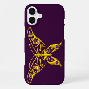 GOLD HYPER BUTTERFLY WITH GEMSTONES ,Purple iPhone 16 Plus Case