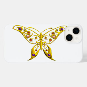 GOLD HYPER BUTTERFLY WITH GEMSTONES White Case-Mate iPhone 14 Case