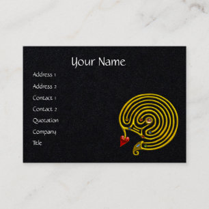 GOLD HYPER LABYRINTH WITH HEART Black Paper Business Card