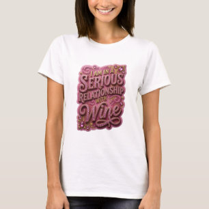 Gold I AM IN A SERIOUS RELATIONSHIP WITH WINE v7 T-Shirt