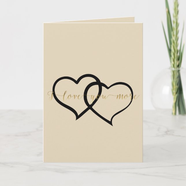Gold I Love You More Hearts Card (Front)