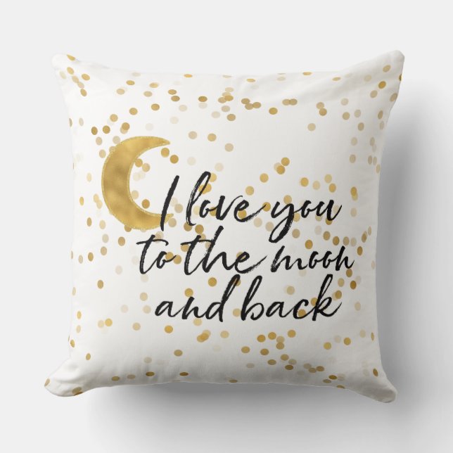 Gold I love you to the moon confetti Throw Pillow (Front)