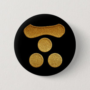 Gold Ichimonji Mitsuboshi Kamon 2 Inch Round Button