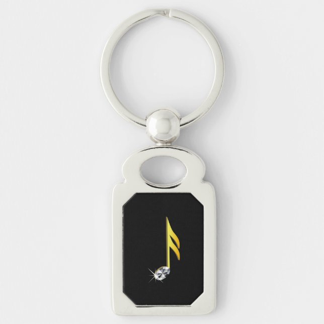 Gold Icon of a Musical Note 1/16 Keychain (Front)