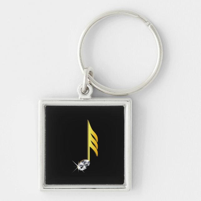 Gold Icon of a Musical Note 1/32 Keychain (Front)