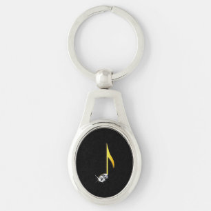 Gold Icon of a Musical Note 1/8 Keychain