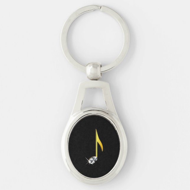Gold Icon of a Musical Note 1/8 Keychain (Front)