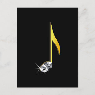 Gold Icon of a Musical Note 1/8 Postcard