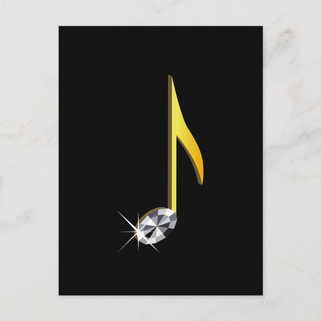Gold Icon of a Musical Note 1/8 Postcard (Front)