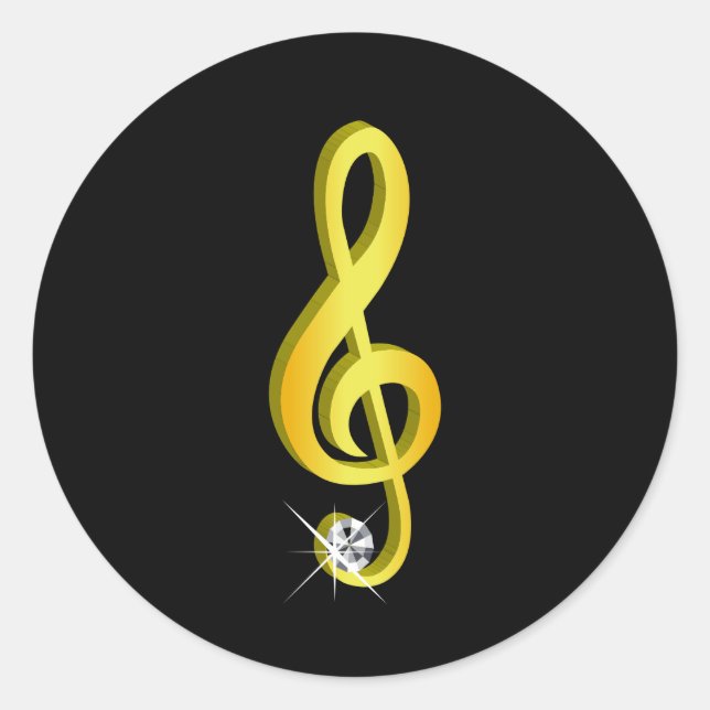 Gold Icon of a Musical Note G-Clef Classic Round Sticker (Front)