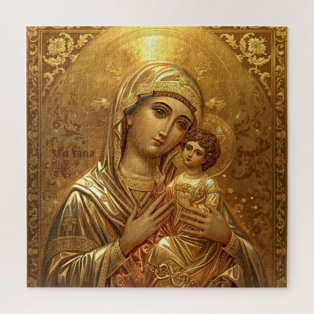 Gold Icon Virgin Mary Madonna Puzzle (Vertical)