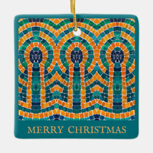 GOLD ICONS MOSAIC Ceramic Square Ornament + Text