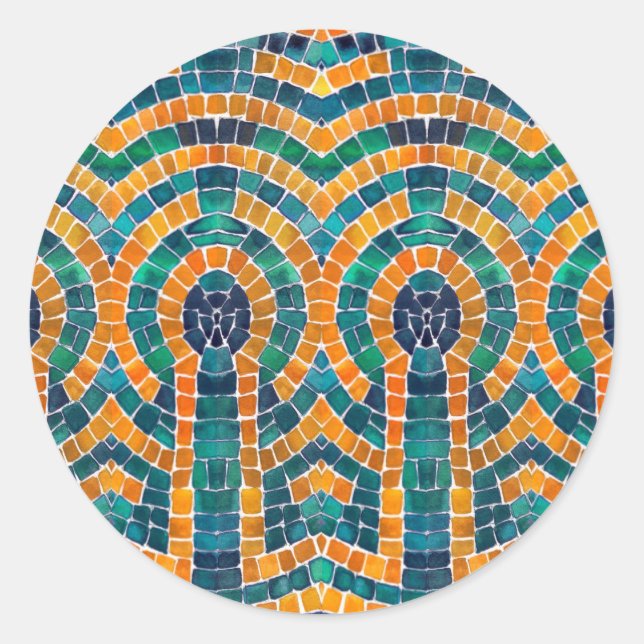 GOLD ICONS MOSAIC Small Round Stickers (Front)