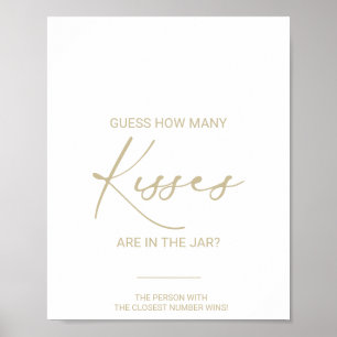 Gold Idyllic How Many Kisses Bridal Shower Game  Poster
